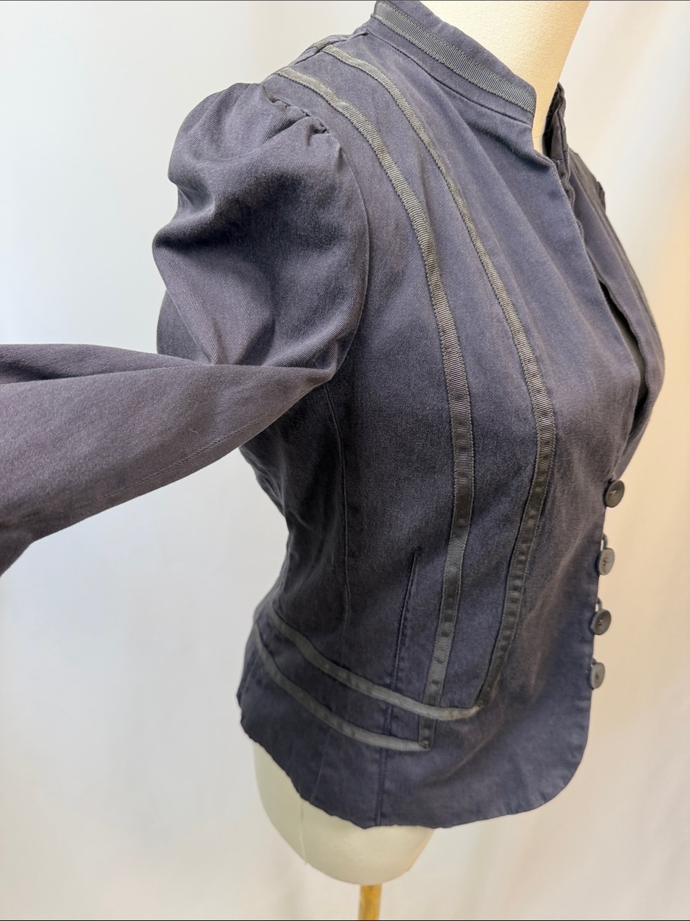 MARC JACOBS Womens Slate Dark blue/Gray Tailored Button-Front Jacket - Picture 3 of 9